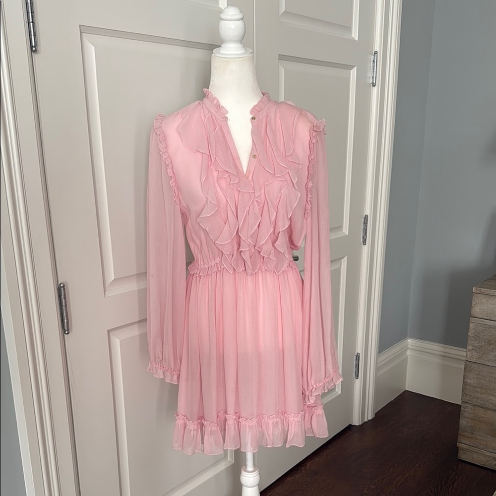 Ulla Johnson Pink Ruffled Long Sleeve Dress